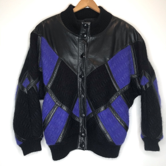 torras of spain Jackets & Blazers - TORRAS OF SPAIN color block leather/mohair jacket